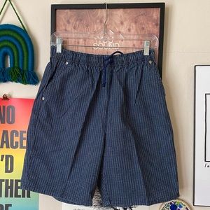 VTG 90s Blue Plaid Highwaisted Drawstring Shorts